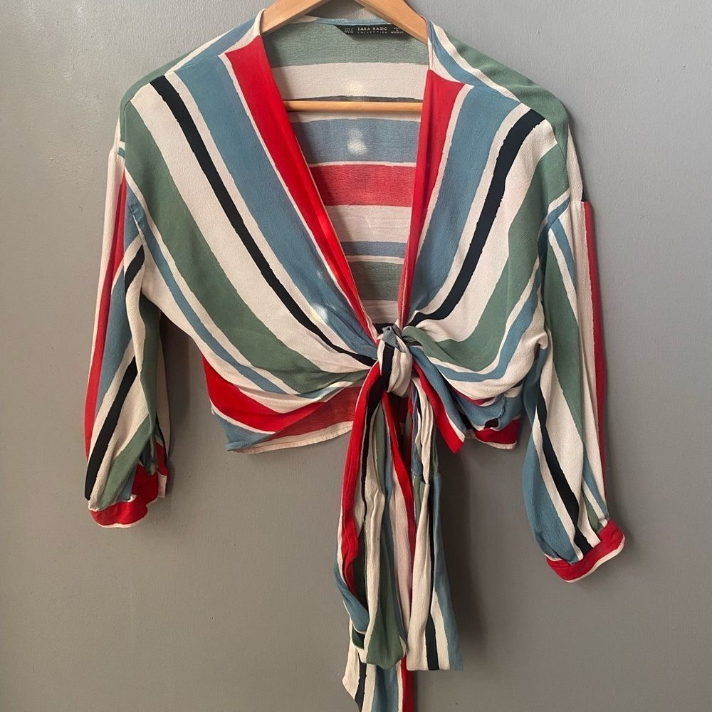 Zara Open Front Tie  Blouse